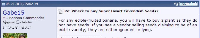 Edible Bananas Cannot Be Grown From Seed