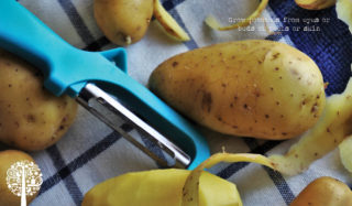 Grow potatoes from eyes or buds on the peel
