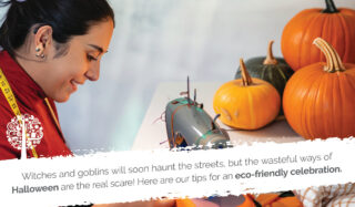 Witches and goblins will soon haunt the streets, but the wasteful ways of Halloween are the real scare! Here are our tips for an eco friendly celebration.
