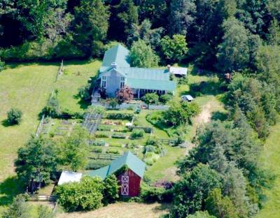Win This Organic Farm: aerial view of the farmyard